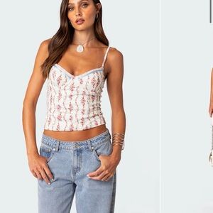 Edikted White and Pink Floral Camisole